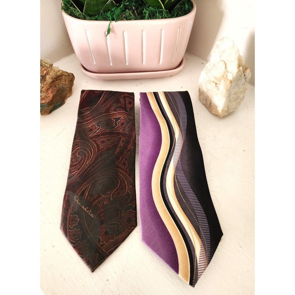 Vintage Designer Men's Ties - Oscar de la Renta & Pierre Cardin. Exquisite!